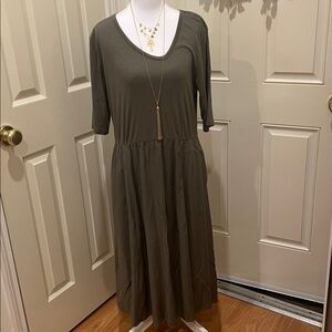 Peace Love World Dark Green Midi Dress